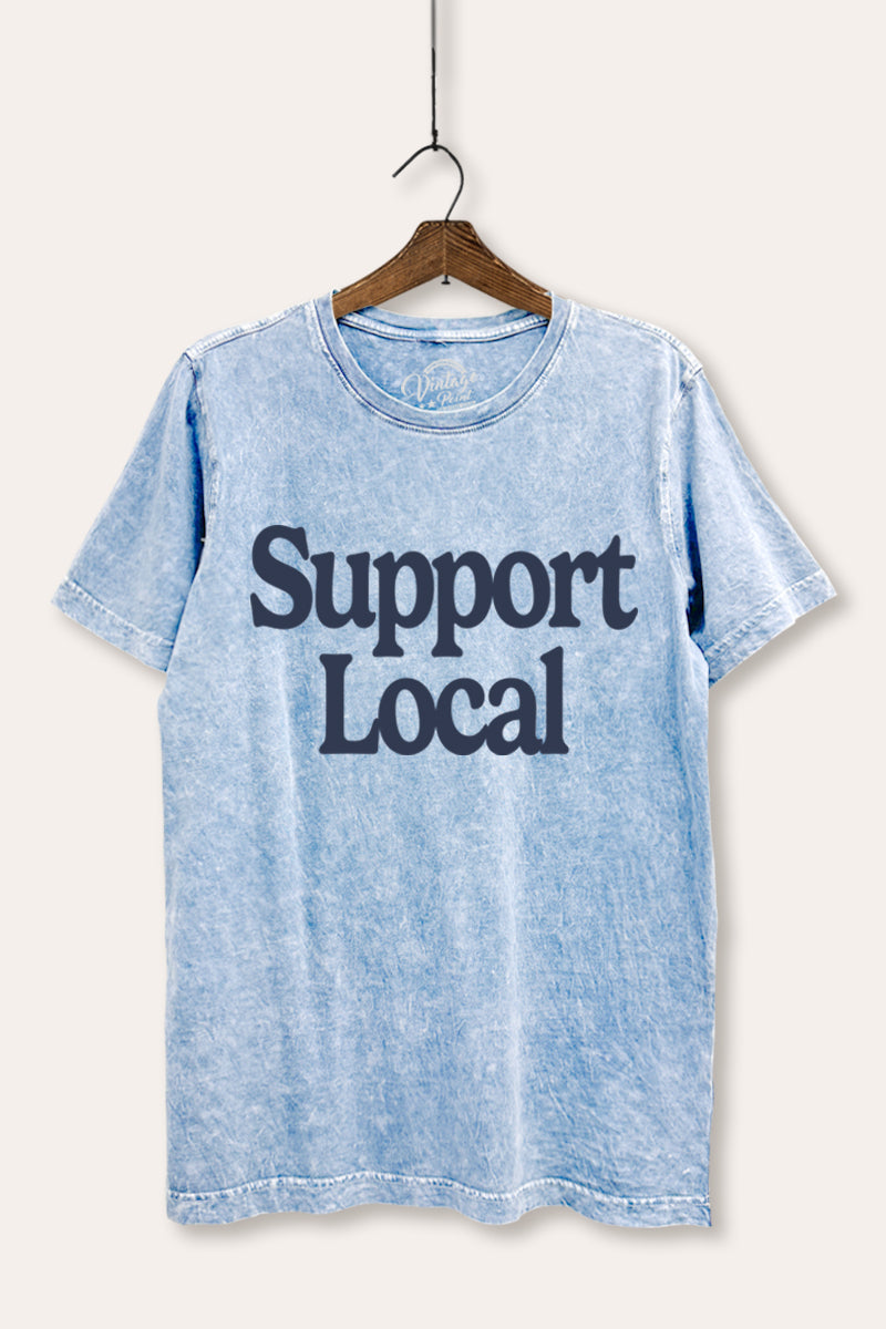 "support local" graphic mineral wash relaxed tee