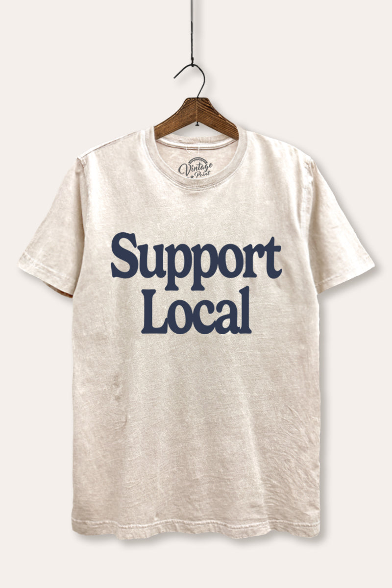 "support local" graphic mineral wash relaxed tee