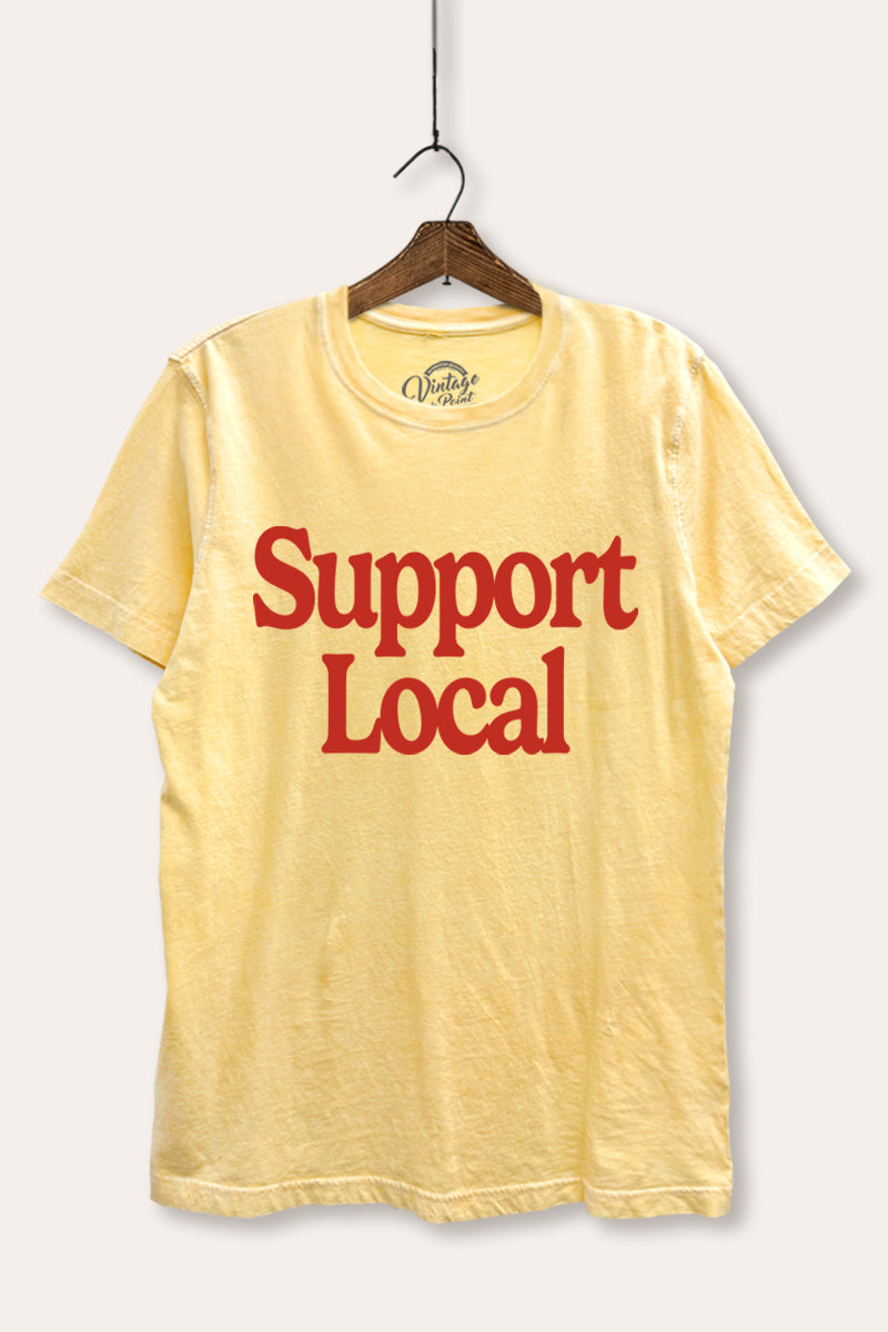 "support local" graphic mineral wash relaxed tee