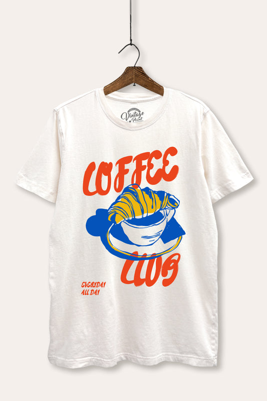 Coffee Club Croissant Graphic Mineral Wash Relaxed Tee