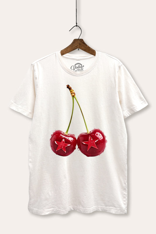 Cherry Star Fruit Graphic Mineral Wash Relaxed Tee