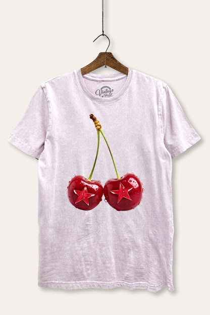 Cherry Star Fruit Graphic Mineral Wash Relaxed Tee