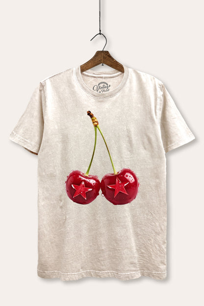 Cherry Star Fruit Graphic Mineral Wash Relaxed Tee
