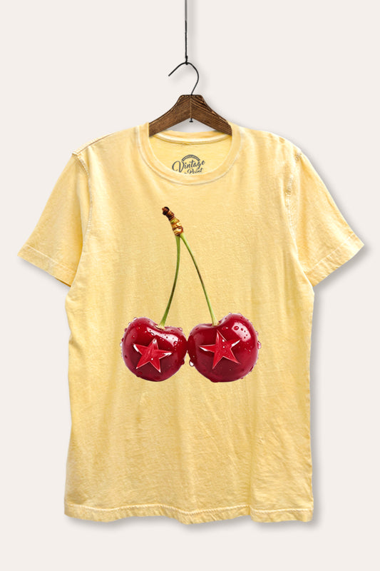 Cherry Star Fruit Graphic Mineral Wash Relaxed Tee
