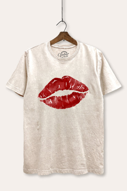 Red Lips Graphic Mineral Wash Relaxed Tee