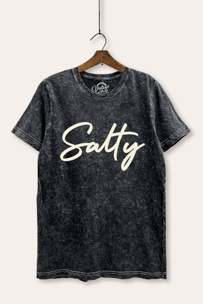Salty Coastal Cursive Graphic Mineral Wash Relaxed Tee