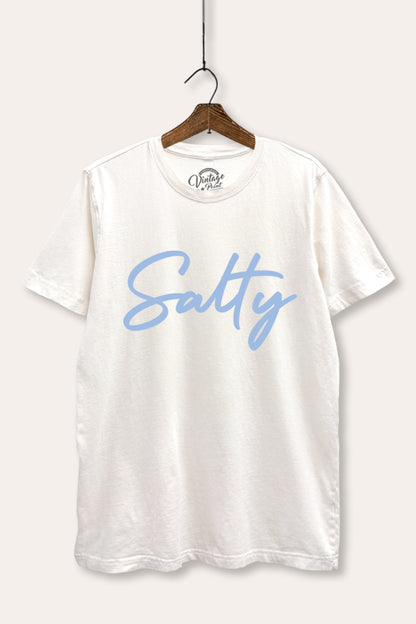 Salty Coastal Cursive Graphic Mineral Wash Relaxed Tee