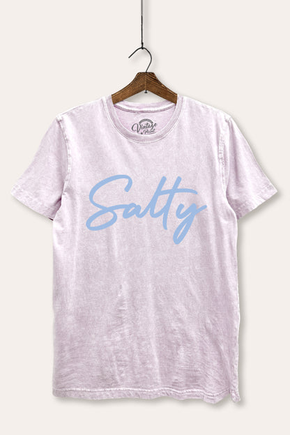 Salty Coastal Cursive Graphic Mineral Wash Relaxed Tee