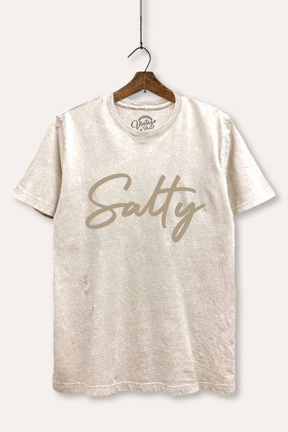 Salty Coastal Cursive Graphic Mineral Wash Relaxed Tee