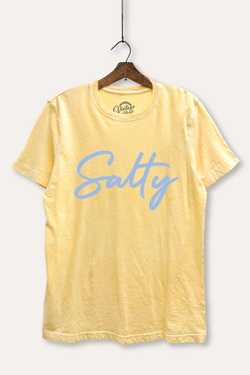 Salty Coastal Cursive Graphic Mineral Wash Relaxed Tee