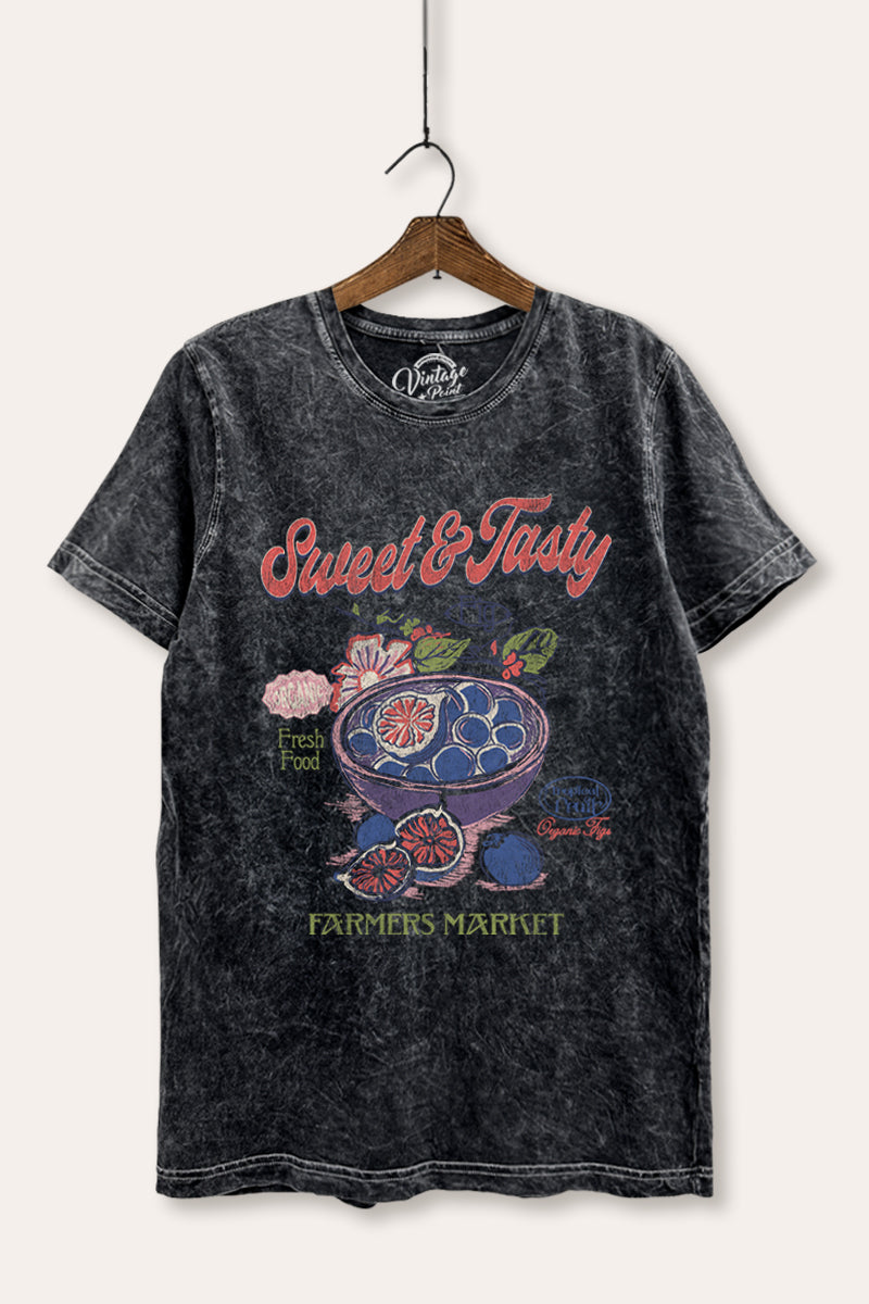 sweet & tasty blueberries graphic mineral wash relaxed tee