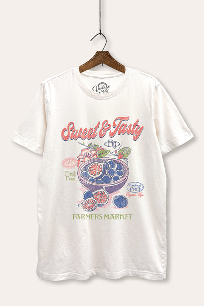 Sweet & Tasty Blueberries Fruit Graphic Mineral Wash Relaxed Tee