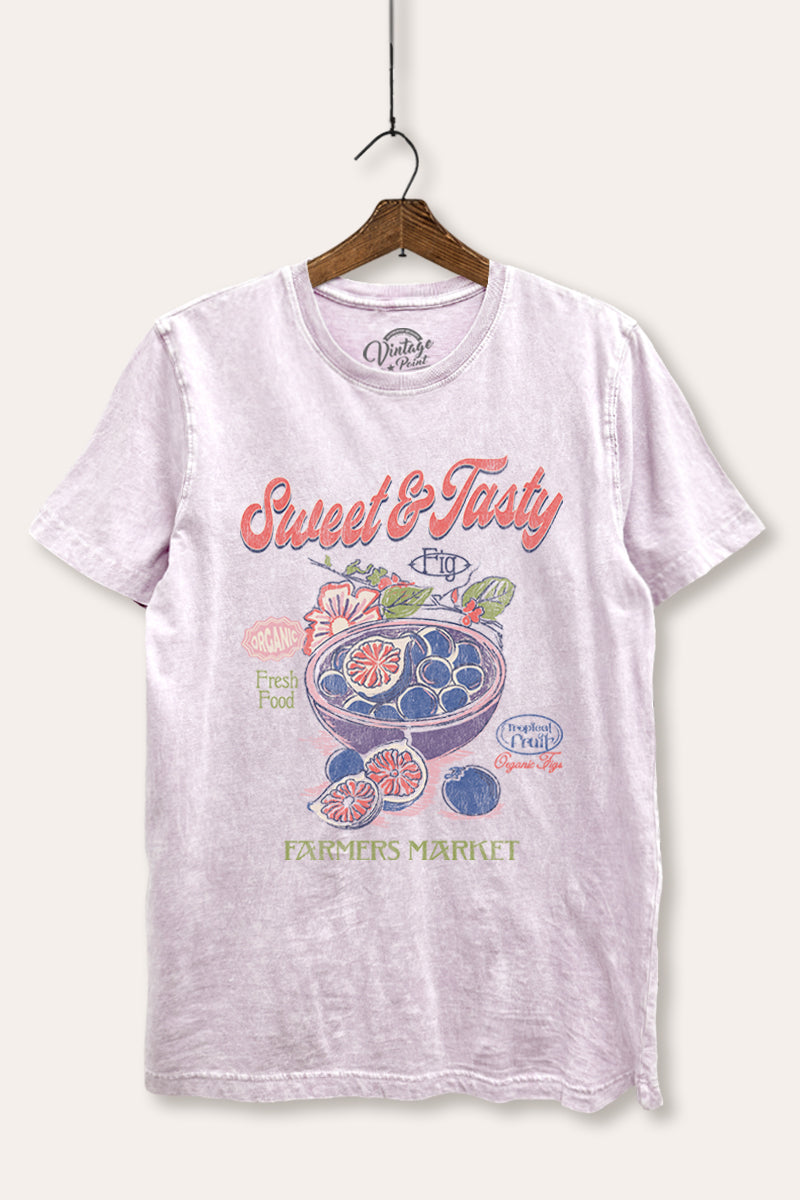 sweet & tasty blueberries graphic mineral wash relaxed tee