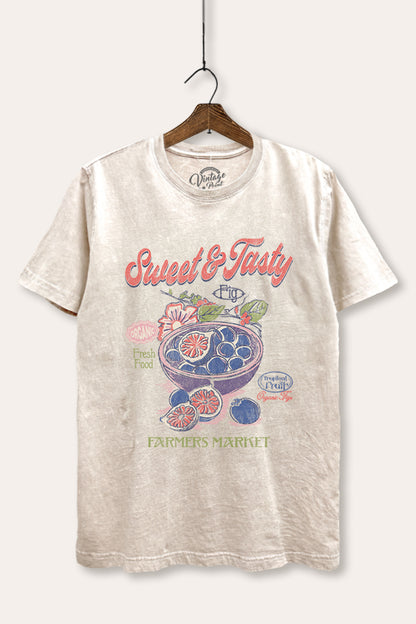Sweet & Tasty Blueberries Fruit Graphic Mineral Wash Relaxed Tee