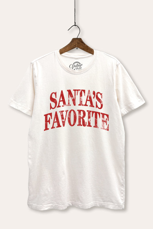 Santa's Favorite Stacked Graphic Mineral Wash Relaxed Tee