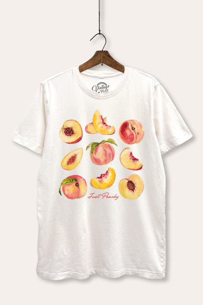 Just Peachy Fruit Graphic Mineral Wash Relaxed Tee