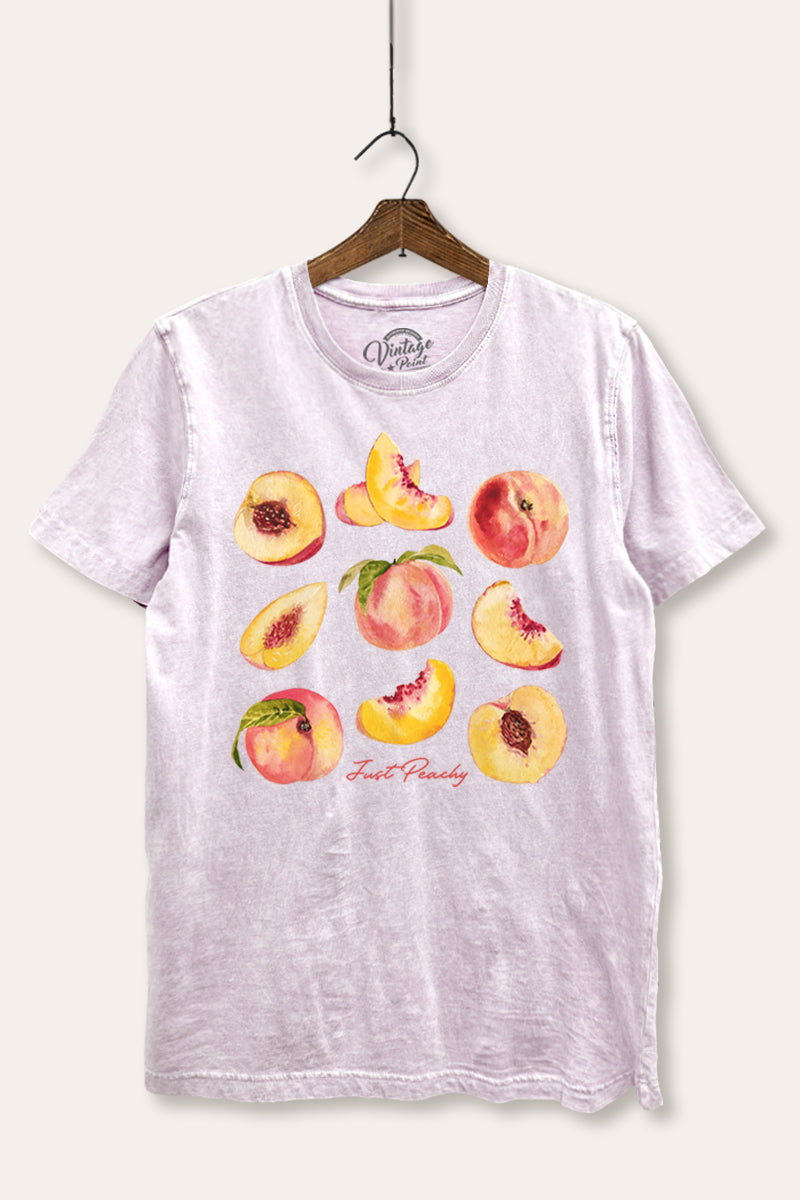 Just Peachy Fruit Graphic Mineral Wash Relaxed Tee