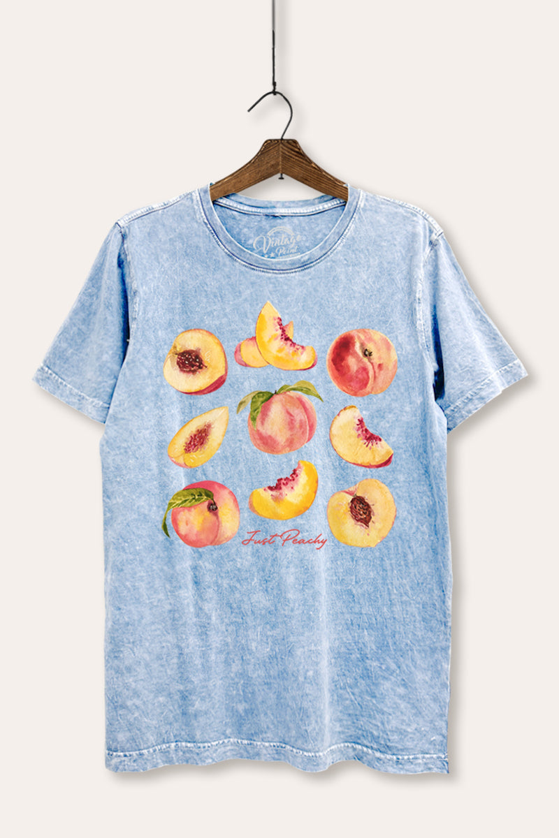Just Peachy Fruit Graphic Mineral Wash Relaxed Tee