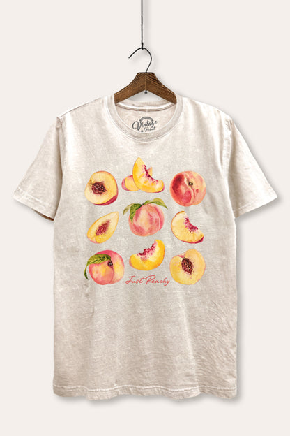 Just Peachy Fruit Graphic Mineral Wash Relaxed Tee