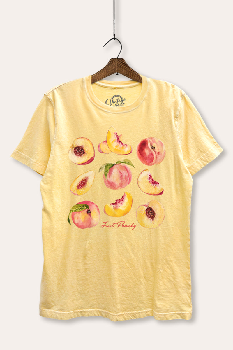 Just Peachy Fruit Graphic Mineral Wash Relaxed Tee