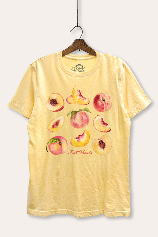 Just Peachy Fruit Graphic Mineral Wash Relaxed Tee