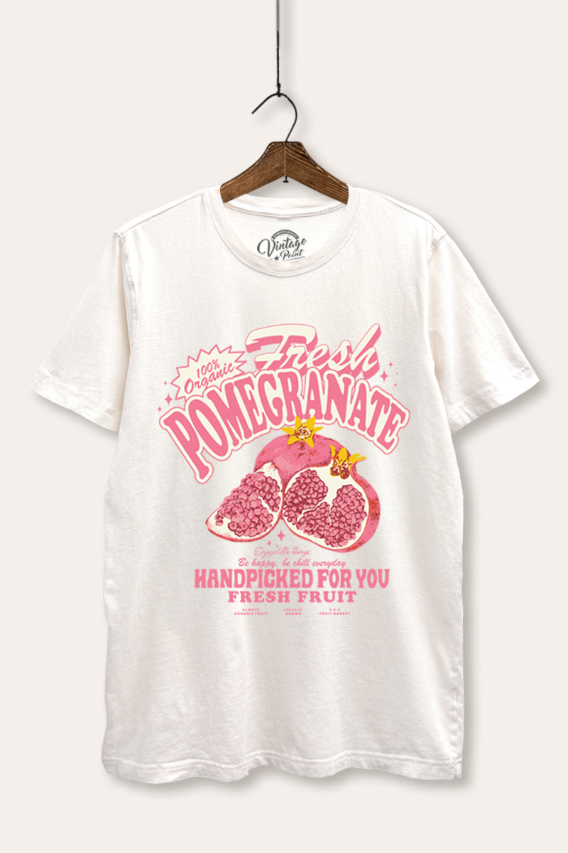 Fresh Pomegranate Fruit Graphic Mineral Wash Relaxed Tee