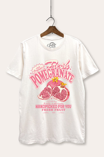 Fresh Pomegranate Fruit Graphic Mineral Wash Relaxed Tee