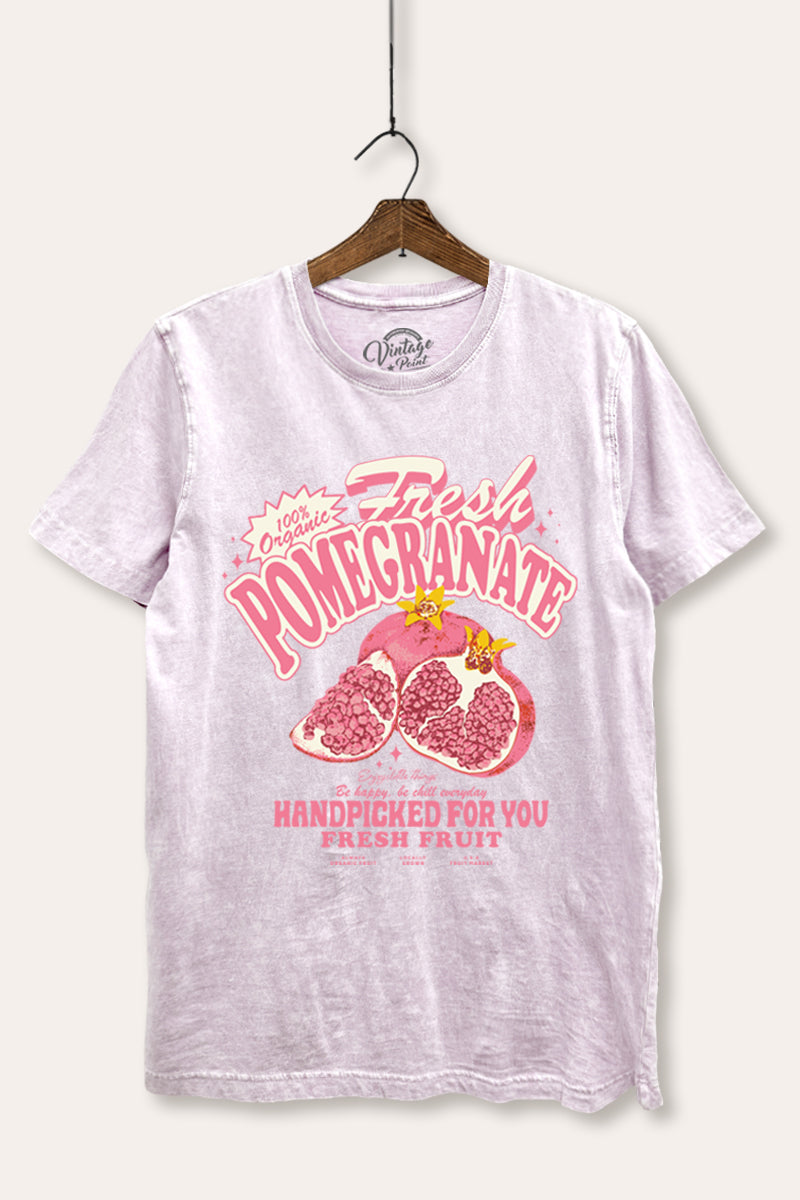 Fresh Pomegranate Fruit Graphic Mineral Wash Relaxed Tee