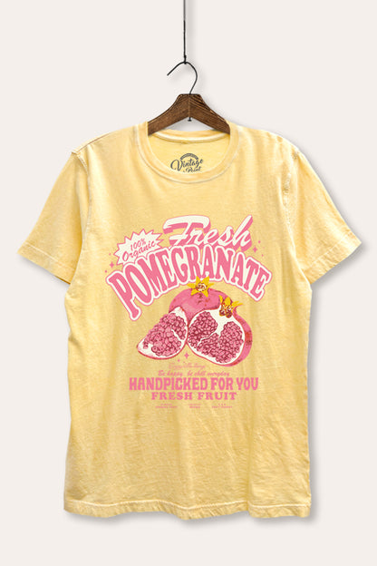 Fresh Pomegranate Fruit Graphic Mineral Wash Relaxed Tee