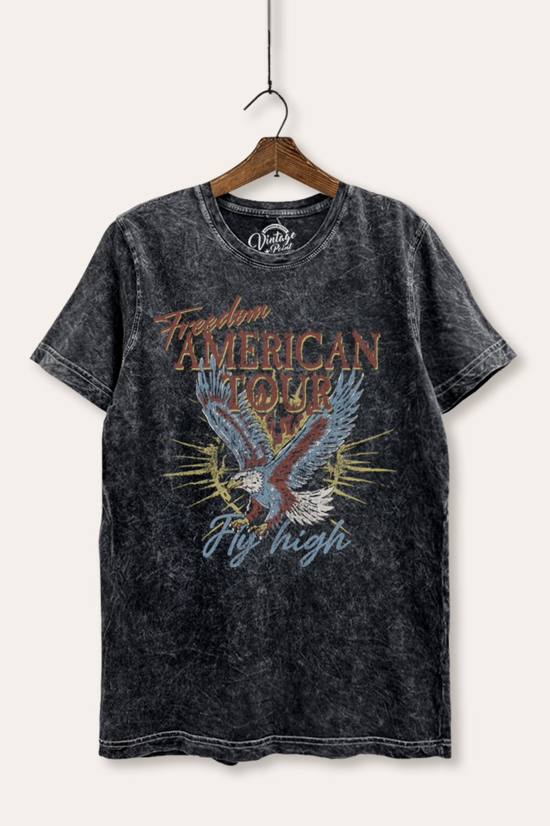 bald eagle "freedom" graphic mineral wash relaxed tee