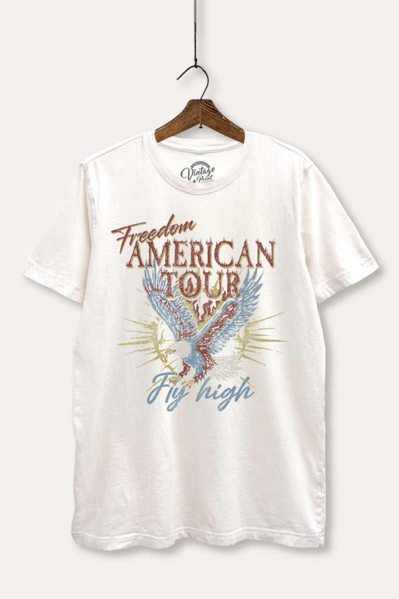 bald eagle "freedom" graphic mineral wash relaxed tee