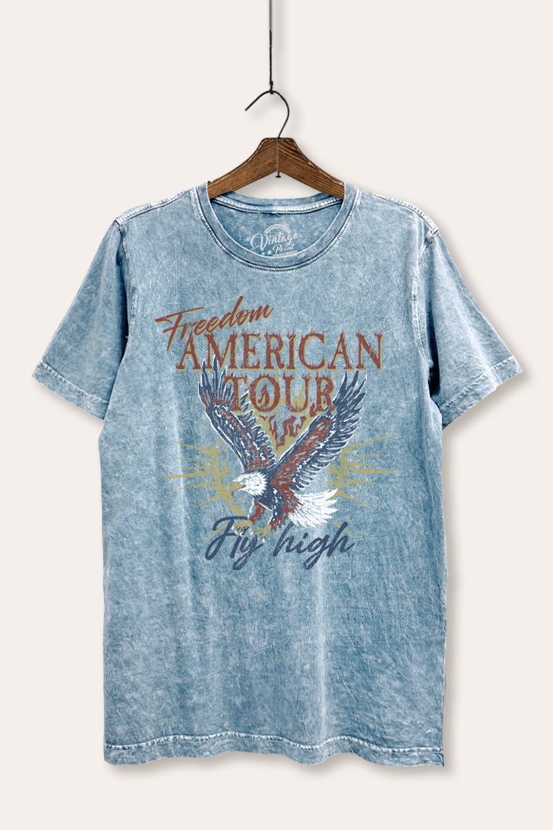 bald eagle "freedom" graphic mineral wash relaxed tee