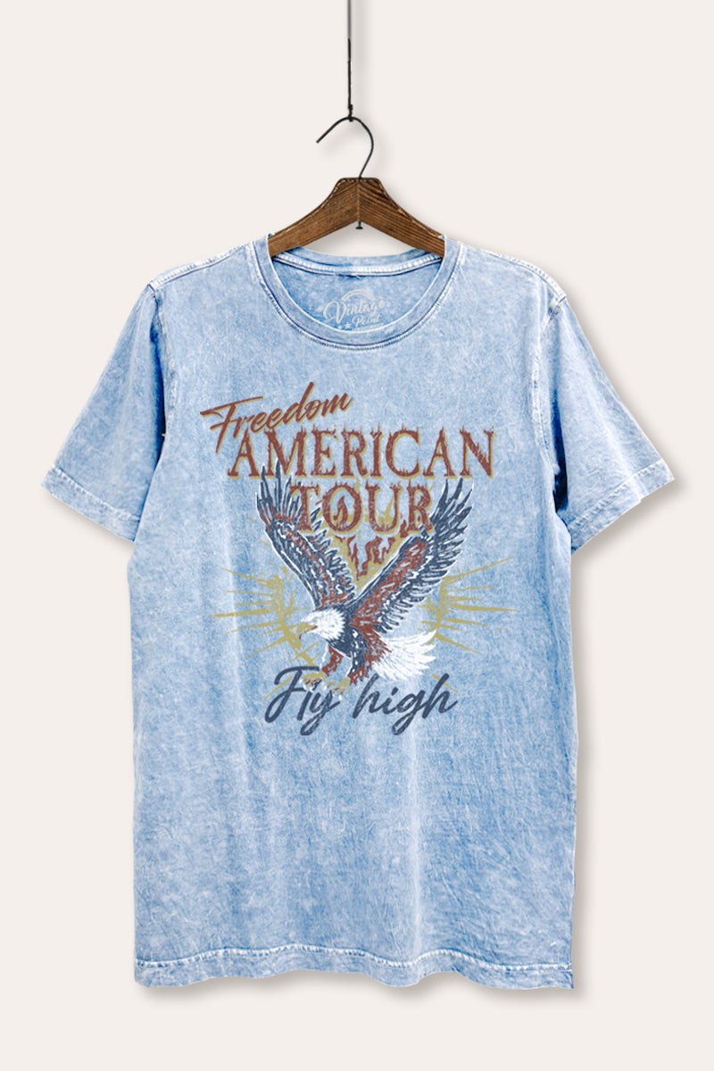 bald eagle "freedom" graphic mineral wash relaxed tee