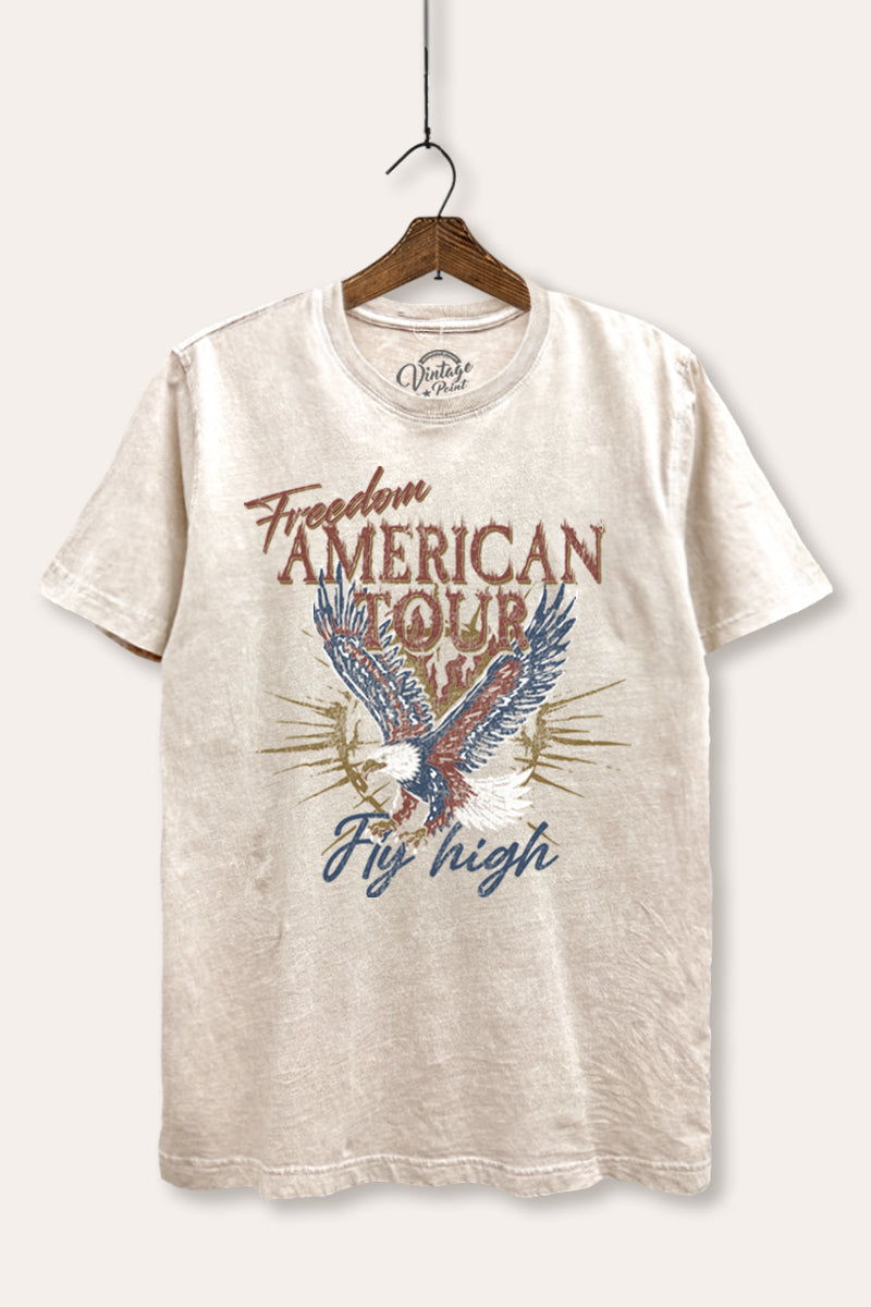 bald eagle "freedom" graphic mineral wash relaxed tee