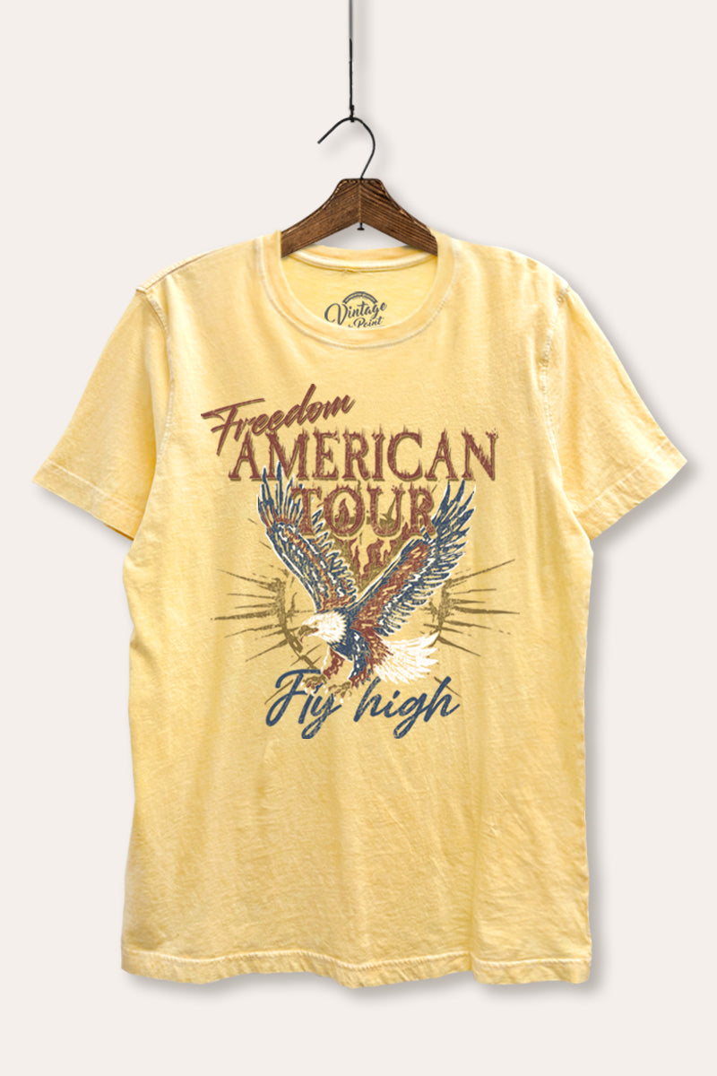 bald eagle "freedom" graphic mineral wash relaxed tee
