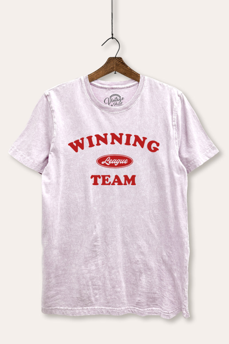 "winning team" graphic mineral wash relaxed tee