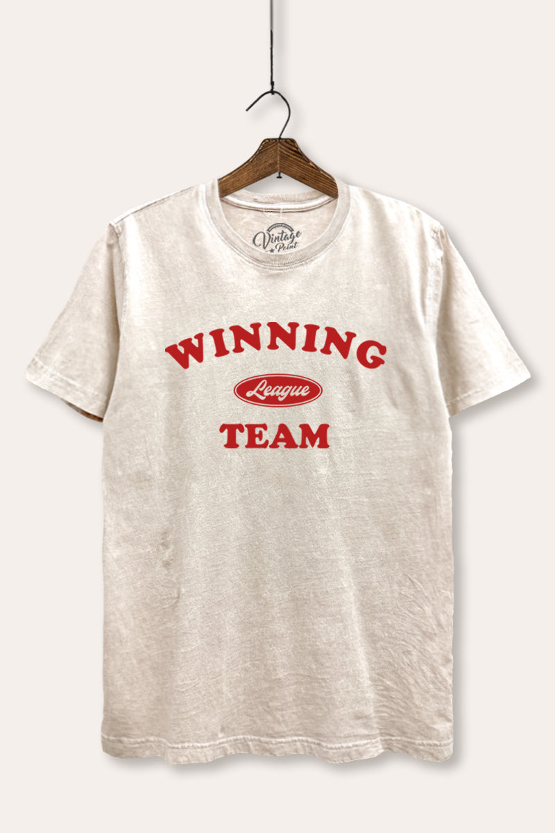 "winning team" graphic mineral wash relaxed tee
