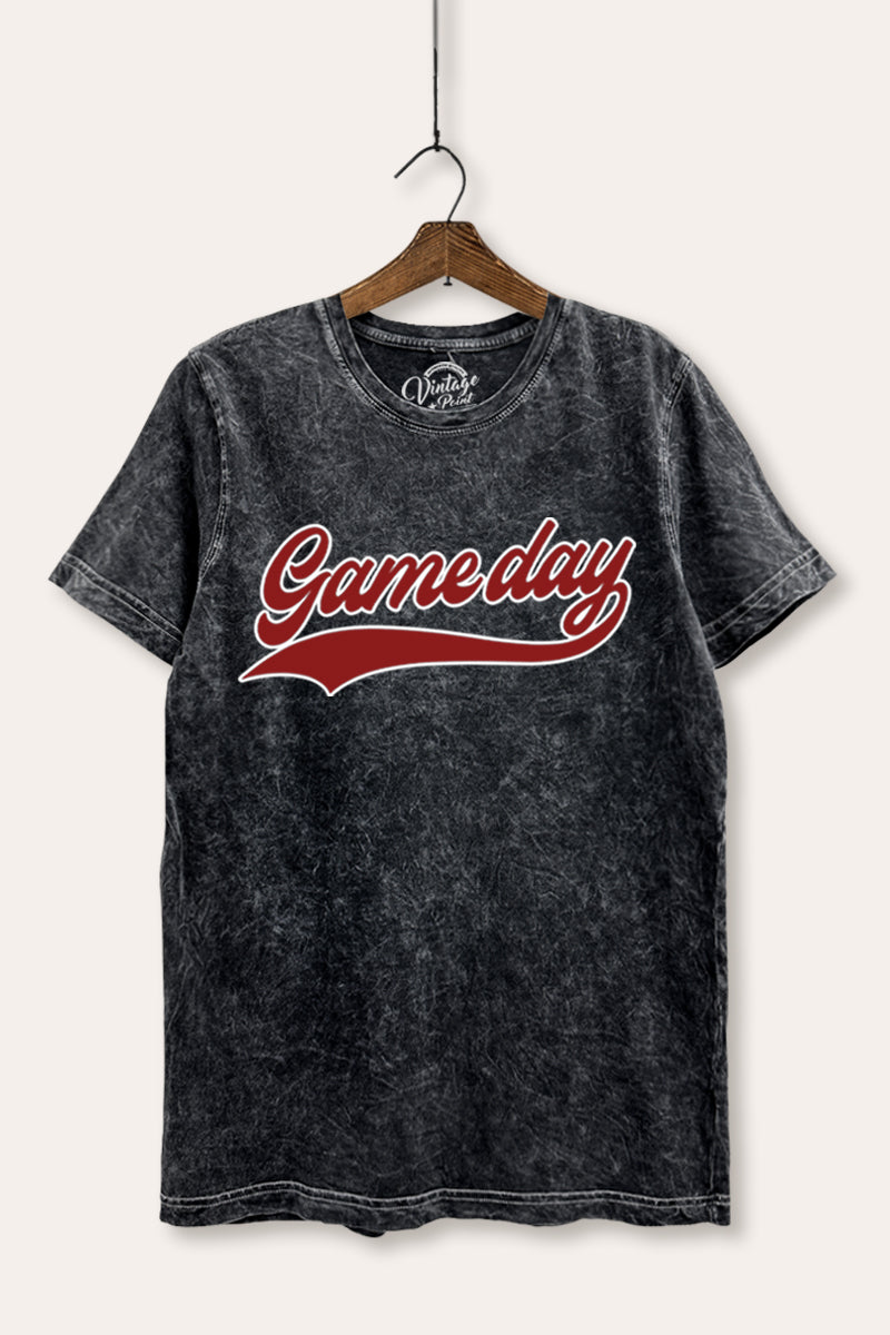 "game day" varsity graphic mineral wash relaxed tee