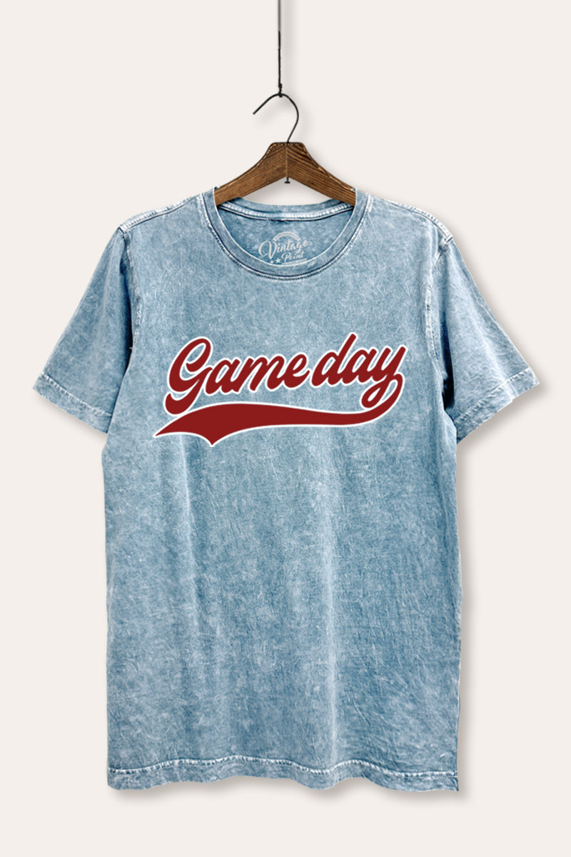 "game day" varsity graphic mineral wash relaxed tee