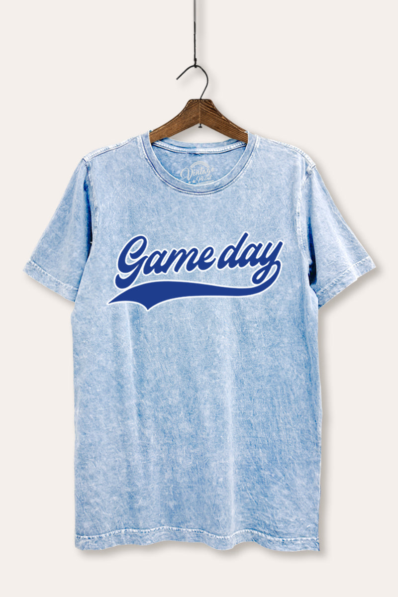 "game day" varsity graphic mineral wash relaxed tee