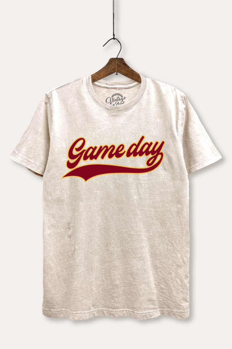 "game day" varsity graphic mineral wash relaxed tee