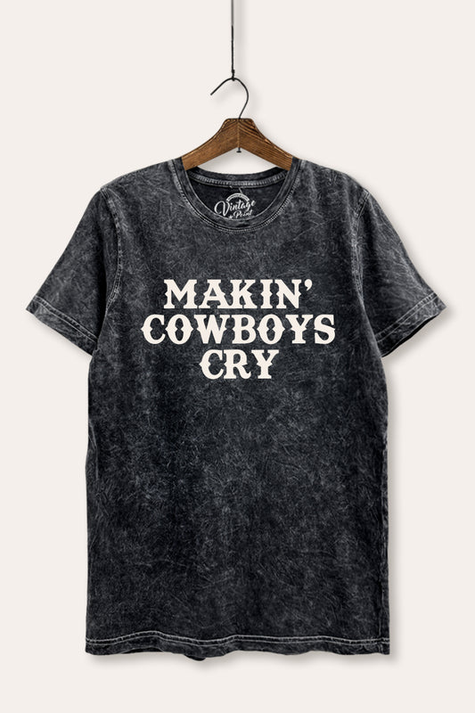 "makin' cowboys cry" graphic mineral wash relaxed tee