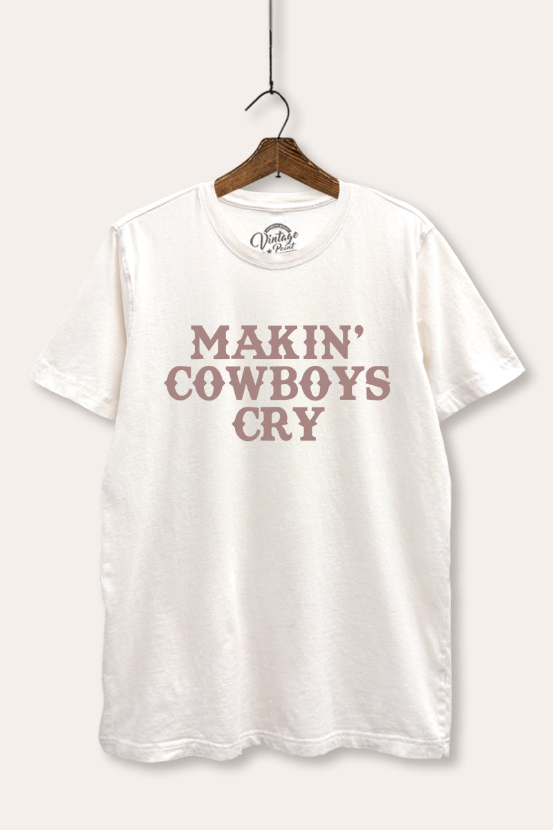 "makin' cowboys cry" graphic mineral wash relaxed tee