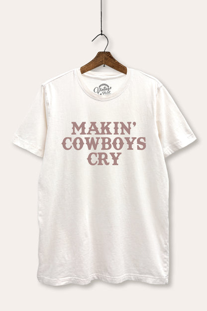 Makin' Cowboys Cry Western Graphic Mineral Wash Relaxed Tee