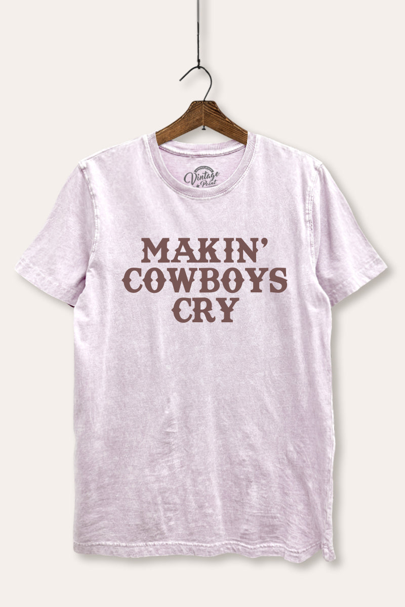 "makin' cowboys cry" graphic mineral wash relaxed tee