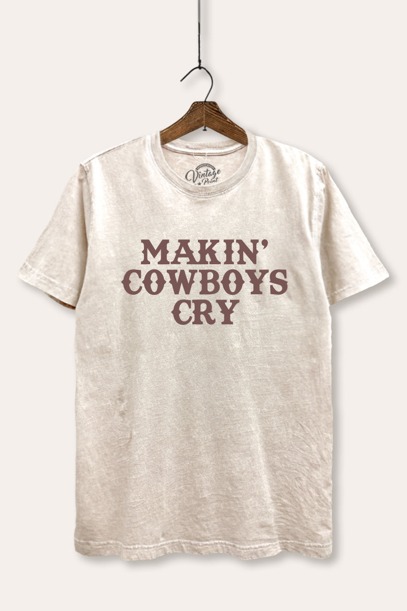"makin' cowboys cry" graphic mineral wash relaxed tee