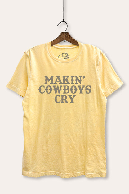 Makin' Cowboys Cry Western Graphic Mineral Wash Relaxed Tee