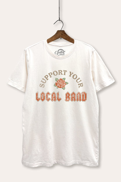 Support Your Local Band Rose Graphic Mineral Wash Relaxed Tee