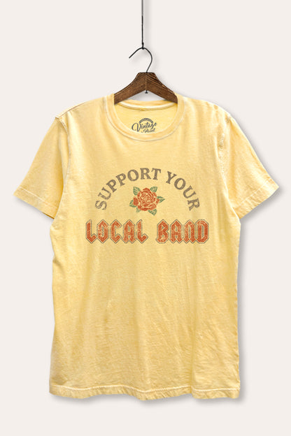 Support Your Local Band Rose Graphic Mineral Wash Relaxed Tee