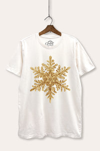 golden snowflake graphic mineral wash relaxed tee